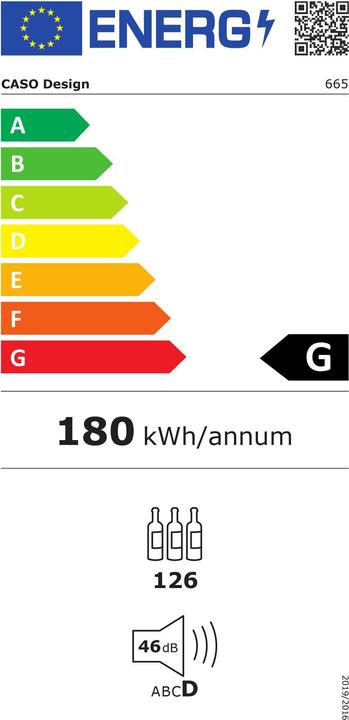 Etichetta energetica Caso WineMaster 126 Wine Cooler con compressore indipendente in acciaio inossidabile 126 Bottiglie