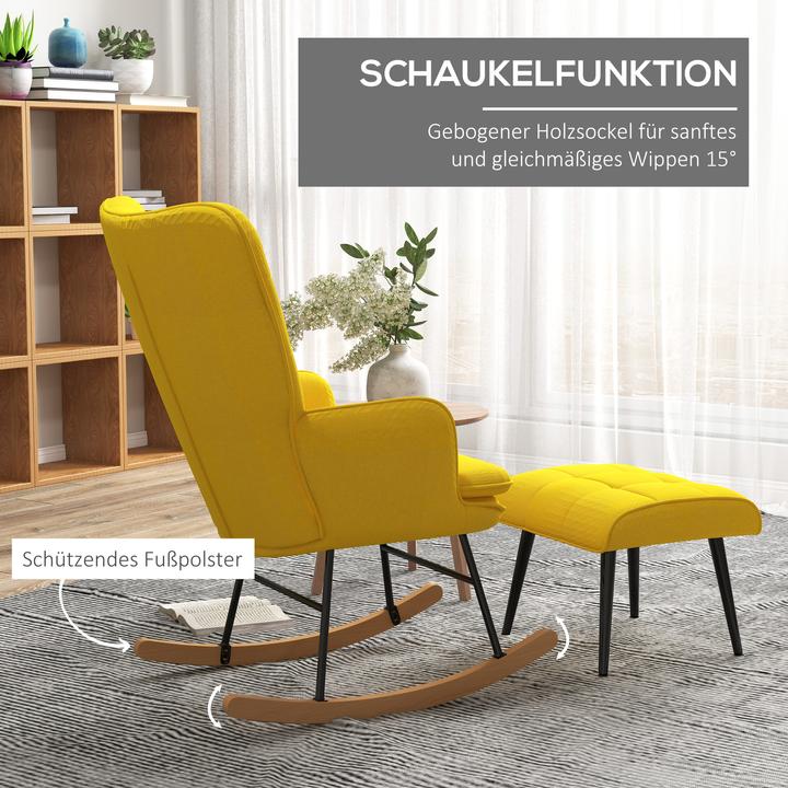 Image du produit Homcom Fauteuil à bascule avec tabouret et dossier haut