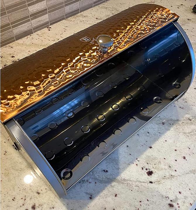 Actual product image BerlingerHaus Metallic Line Rose Gold Colours Stainless Steel Edition Bread Box