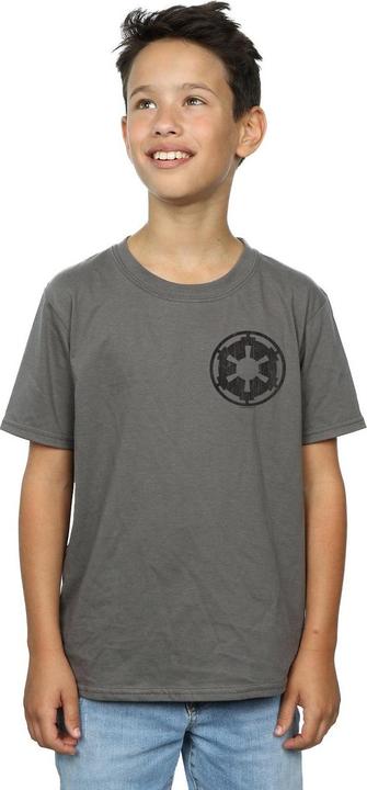 Actual product image Star Wars Boys The Mandalorian Galactic Empire Insignia Breast Print T-Shirt (152, 158)