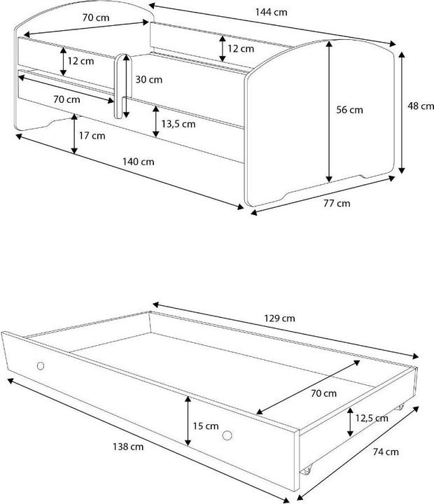Actual product image ADRK Furniture Bed with mattress and drawer PEPE SLEEPING PRINCESS 140x70 (140 x 70 cm)