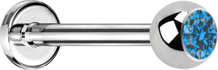 Produktbild Star Piercing Micro Labret silber mit Kugel Kristall hellbau (ohne Messing, Chirurgenstahl 316L)