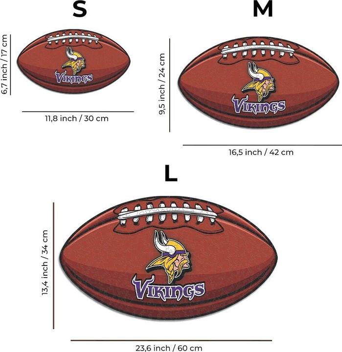 Image du produit Iconic NFL - Minnesota Vikings– Football avec Logo - Puzzle en bois Taille M (270 pièces) (270 pièces)