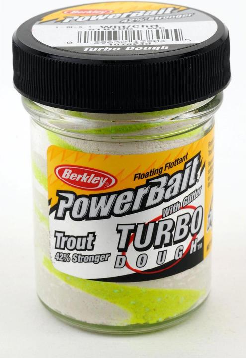 Actual product image Berkley Powerbait Glitter Turbo Dough WhiteChartreuse