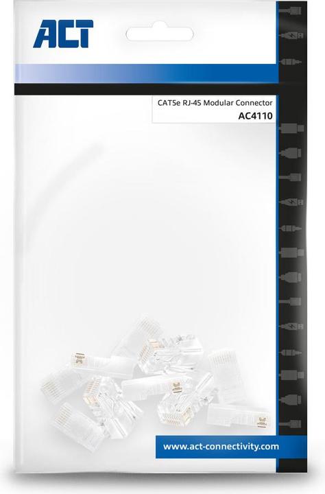 Image du produit Connecteur modulaire CAT5E RJ-45 (10 pièces), Zip Bag (Câble réseau Connecteur)