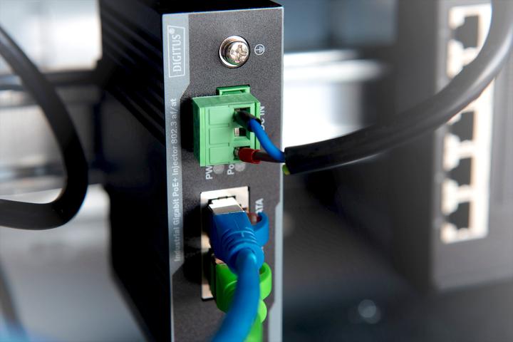 Actual product image Digitus Industrial Gigabit PoE+ Injector 802.3 af/at 60W output power DIN rail and wall mount -... (802.3at (PoE+), 60 W)
