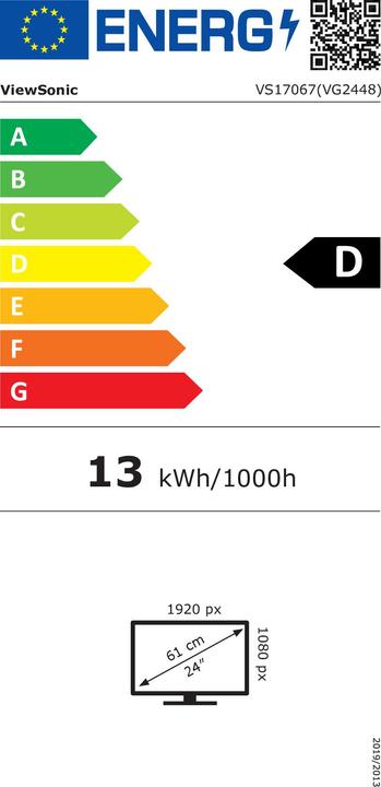 Energy Label Viewsonic VG Series VG2448 H2 DUAL (1920 x 1080 pixels, 24")