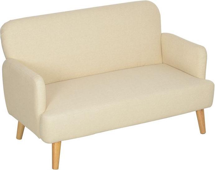 Produktbild Swisshandel24 2 Sitzer Sofa, Kleine Couch mit Samtoptik, Holzbeine für Wohnzimmer Creme (2-Sitzer)