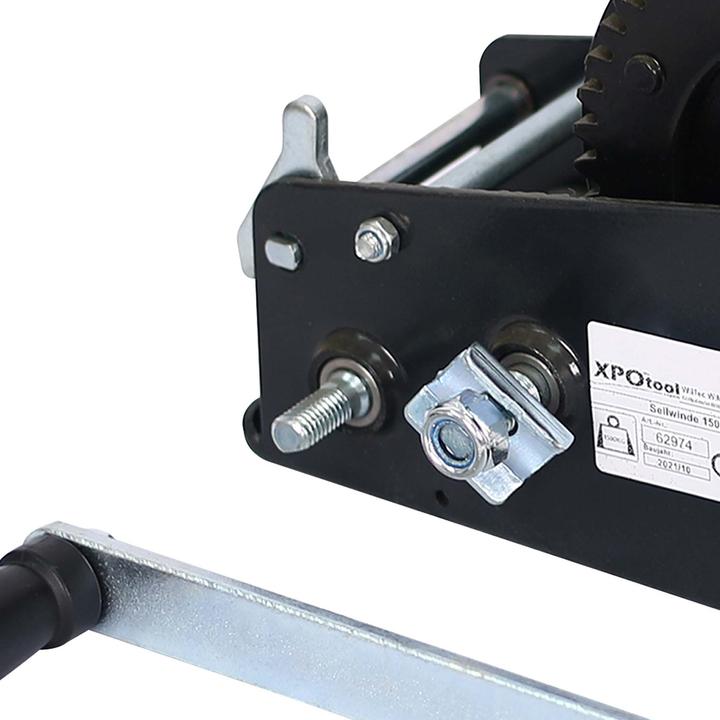Actual product image XPOtool Cable Winch with Hand Crank and 10m Steel Wire Rope for Pulling up to 1500kg Heavy Duty Load