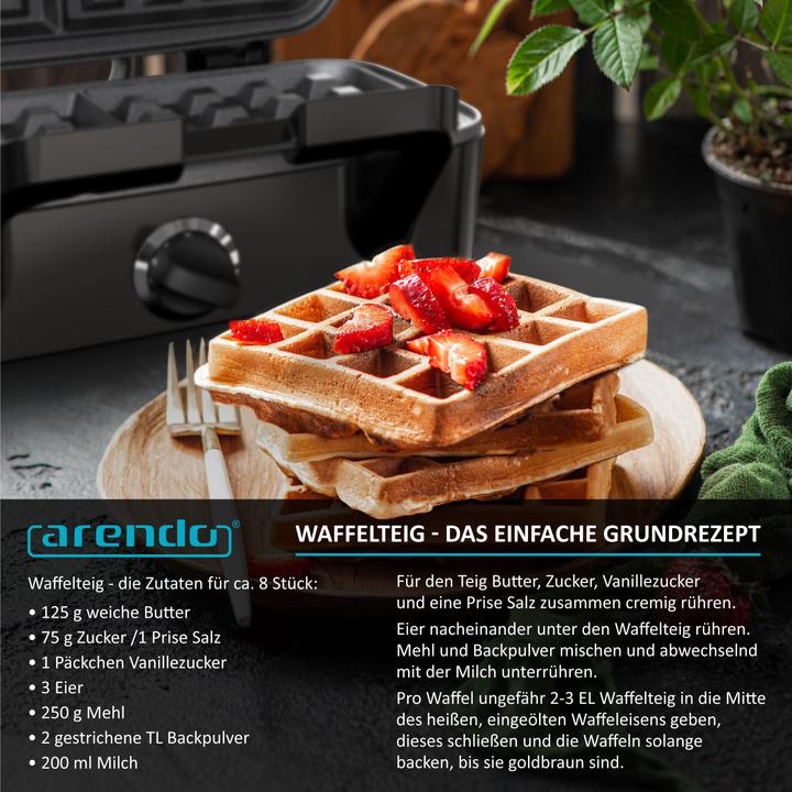 Image du produit Arendo Appareil à sandwichs Gaufrier Gril de contact avec plaques amovibles - avec revêtement antiadhésif