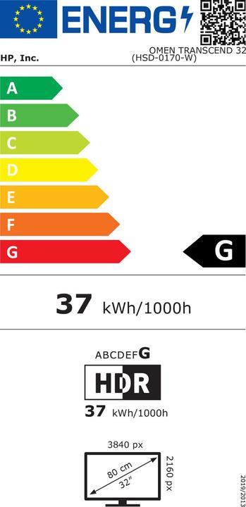 Energie-Label HP OMEN Transcend 31.5 inch UHD 240Hz OLED Gaming Monitor - OMEN Transcend 32 (3840 x 2160 Pixel, 31.50")