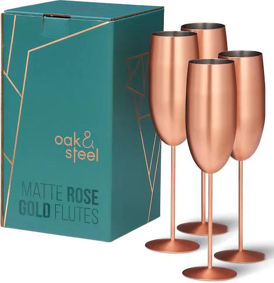 Produktbild Oak & Steel Edelstahl Weingläser Rosegold matt 4er-Set (50 cl, 4 Gläser, Weingläser Set)