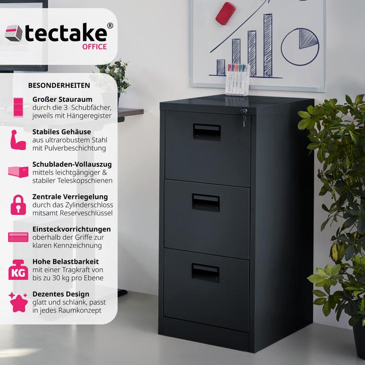 Produktbild tectake Aktenschrank mit 3 Schubladen
