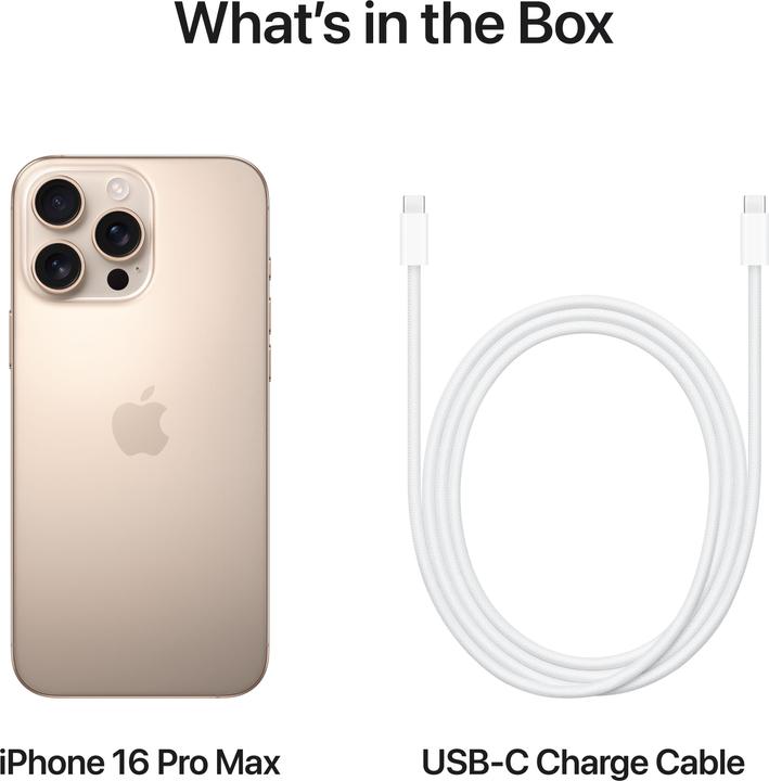 Produktbild Apple iPhone 16 Pro Max (1000 GB, Desert Titanium, 6.90", SIM + eSIM, 48 Mpx, 5G)