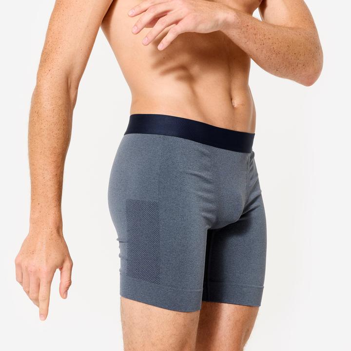 Image du produit Decathlon Boxer long sans couture homme, bleu chiné (L)