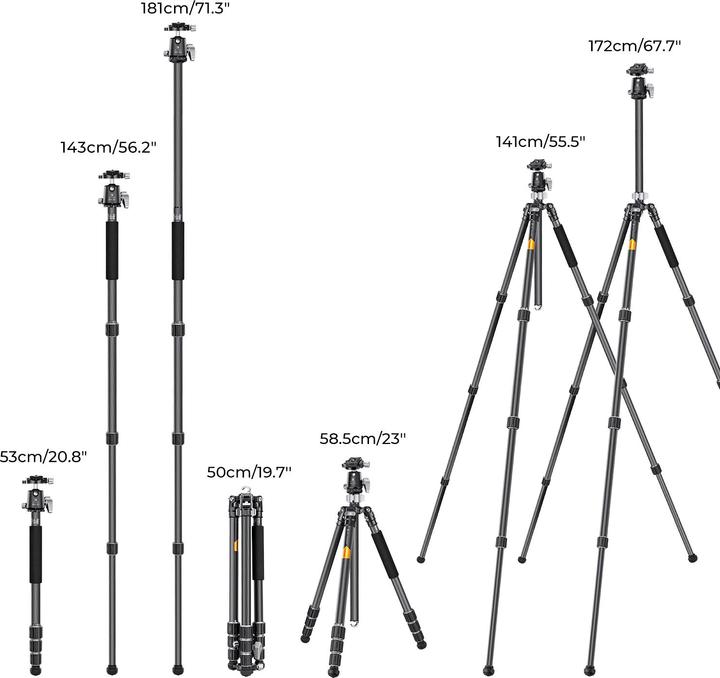 Produktbild K&F Concept Tripod X254C4+BH-30 (Carbon)