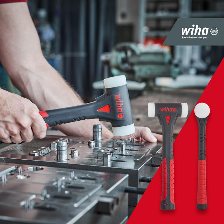 Actual product image Wiha FibreBuzz® soft-face hammer recoilless, polyamide striking head 320 mm | 44598 (740 g)