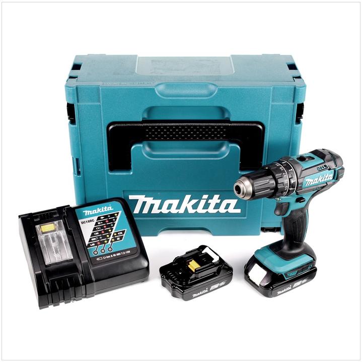 Produktbild Makita DHP 482 RAJ Akku Schlagbohrschrauber 18 V 62 Nm + 2x Akku 2,0 Ah + Ladegerät + Makpac (Akkubetrieb)