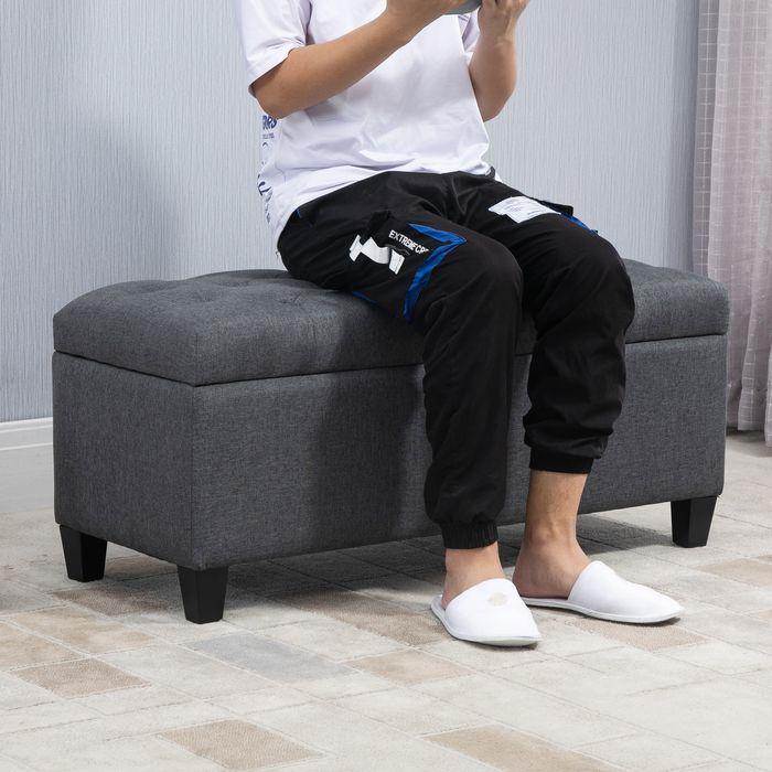 Actual product image Swisshandel24 Bench Upholstered bench with storage space Chest bench Hallway Bedroom Living room Linen-like (100 cm)