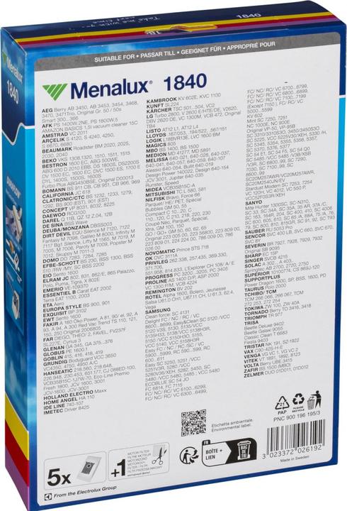 Image du produit Menalux 1840, Duraflow, 5 sacs à poussière (5 x)