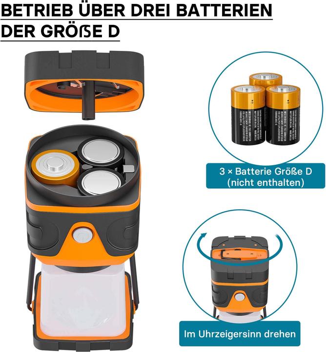 Immagine prodotto Toboli Lampada da campeggio a batteria Lampada da campeggio a LED per esterni dimmerabile