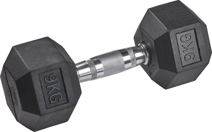 Tanga Sports Gummi-Kurzhantel HEX, 9 kg (1 x 9 kg)