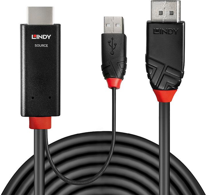 Produktbild Lindy HDMI an DisplayPort Adapterkabel (1 m, DisplayPort, HDMI)