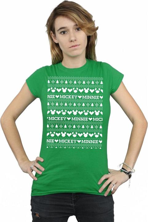 Image du produit Disney - T-shirt MICKEY AND MINNIE CHRISTMAS FAIR ISLE - Femme (L)