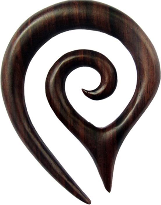 Produktbild Star Piercing Ohrgewicht Spirale Tropfen aus Narra Holz (ohne Messing, Organisch)