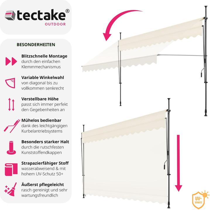 Actual product image tectake Tenda a morsetto con manovella, altezza regolabile (3.50 m)