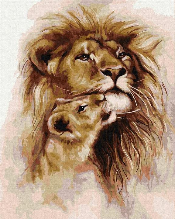 Actual product image Nenurodyta Painting by numbers - Tenderness of a Lion 40x50cm (40 x 50 cm)