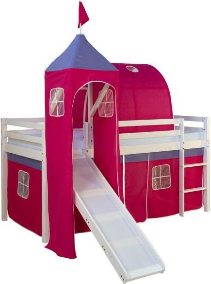 Actual product image Homestyle4u Loft bed with slide and curtain (90 x 200 cm)