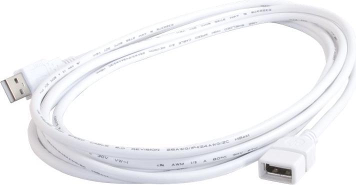Image du produit C2G 2m USB A/A EXT CBL WHITE (2 m, USB 2.0)
