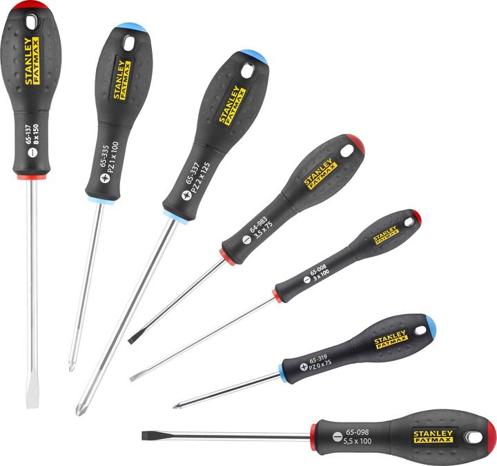 Stanley FatMax 7-delige set (sleuf/Phillips/Pozidriv®) (Schroeven met sleufkop, Kruisvormig PZ, Phillipps kruissleuf (PH))