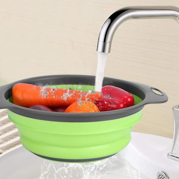 Actual product image ASMI Collapsible silicone strainer, foldable round drip tray