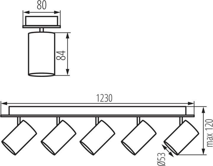 Image du produit Kanlux Applique-plafonnier EVALO GU10 noir 5x 35689 (GU10)