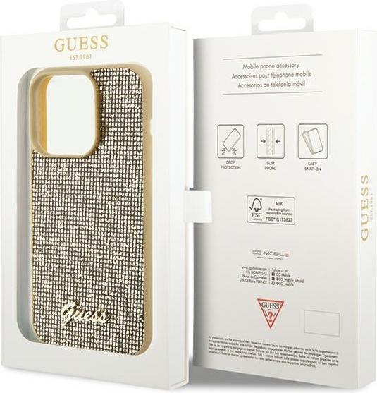 Produktbild Guess GUHCP15LPMSDGSD iPhone 15 Pro 6.1" złoty/gold hardcase Disco Metal Script (Apple iPhone 15 Pro)