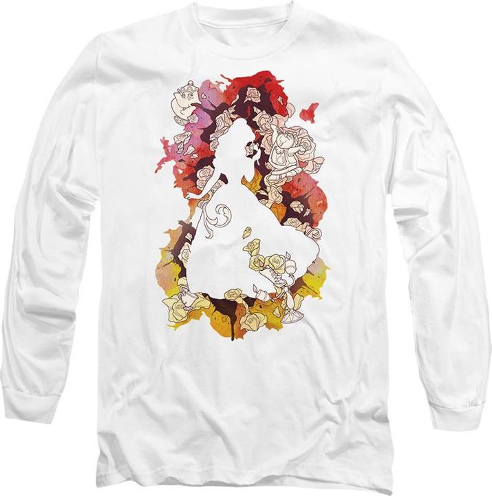 Actual product image Beauty And The Beast Unisex Adult Belle Flower Silhouette T-Shirt (M)
