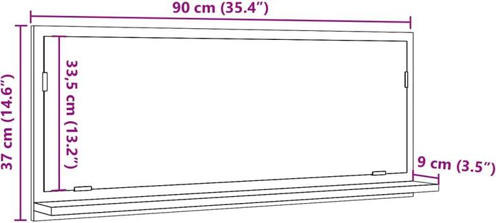 Actual product image VidaXL Badspiegel Wandspiegel Badezimmerspiegel Spiegel mit Ablage Betongrau (90 x 37 cm)
