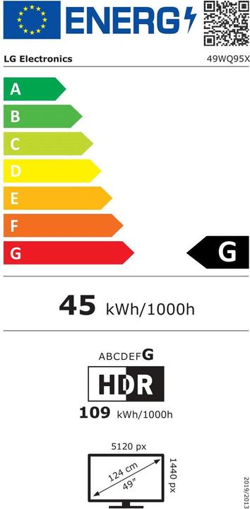 Energie-Label LG 49WQ95X-W.AEU (5120 x 1440 Pixel, 49")