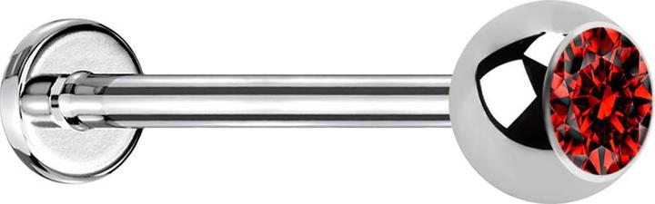 Actual product image Star Piercing Micro Labret silber mit Kugel und Kristall rot (without brass, Surgical steel 316L)