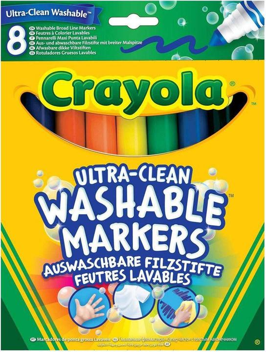 Crayola Crayons-feutres Ultra Clean à pointe conique (Multi, 8 x)