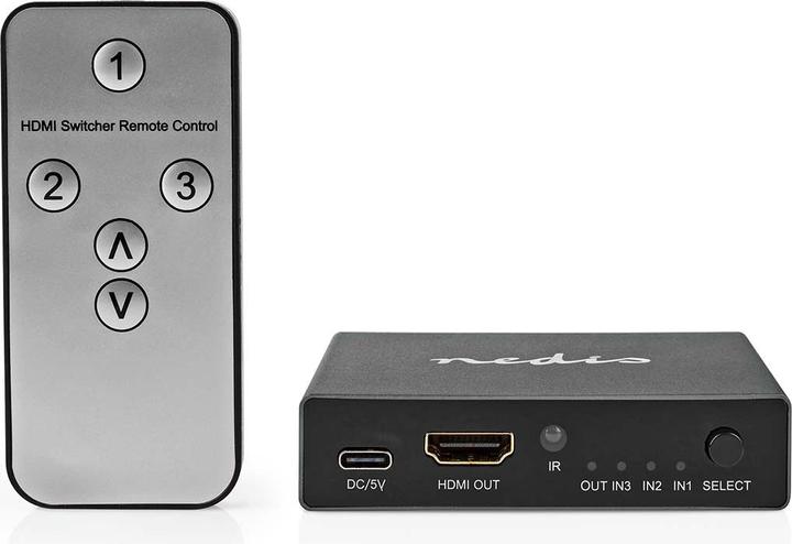 Immagine prodotto Nedis Switch HDMI ™ | 3 porte | 3x ingresso HDMI™ | uscita HDMI™ | 8K@60Hz | 45 Gbps | remoto