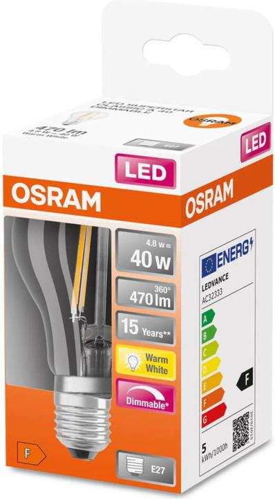 Actual product image Osram Retrofit Classic A (E27, 4.50 W, 470 lm, 1 x, F)