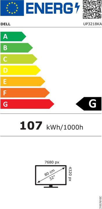 Label énergétique Dell UltraSharp UP3218K (7680 x 4320 pixels, 31.50")