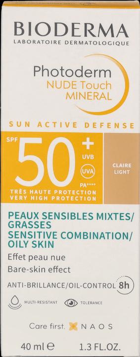 Actual product image Bioderma Photoderm Nude Touch Mineral SPF50+ claire (Sun cream face, SPF 50, 40 ml)