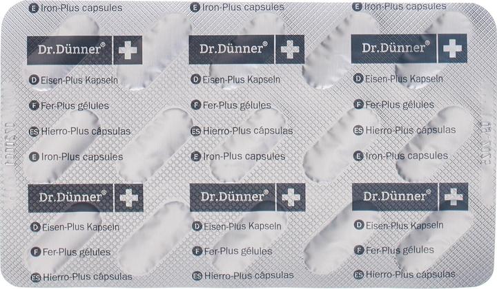 Nutritional values and ingredients Dr. Dünner Iron-Plus Caps (30 Piece, Capsules, 281.25 g)