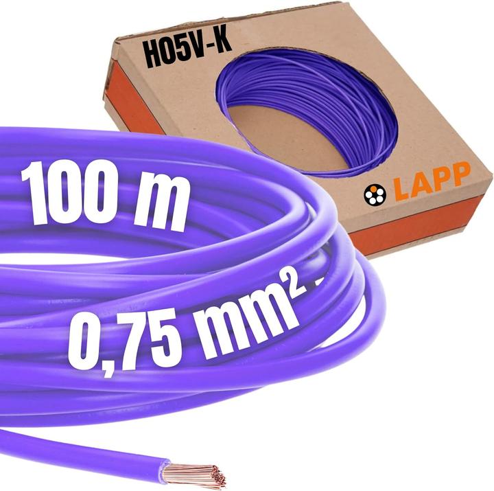 Produktbild Lapp 100 Meter 4510072 H05V-K 0,75 mm² violett I Verdrahtungsleitung I Aderleitung flexibel I PVC Ei (100 m)