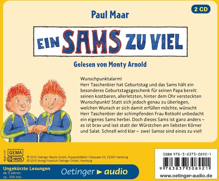 Image du produit Un Sams de trop (Monty Arnold, Paul Maar, Frank Gustavus, Sarah Andresen, Allemand)