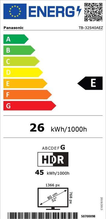 Energy Label Panasonic TB-32S40AEZ (32", LED, HD ready, 2024)